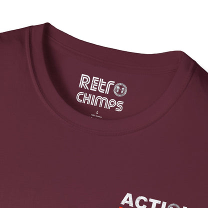 Retro Chimps Action Inspires Red & White Badge Logo T-Shirt