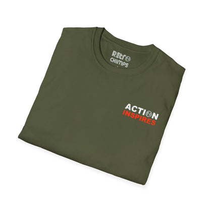 Retro Chimps Action Inspires Red & White Badge Logo T-Shirt