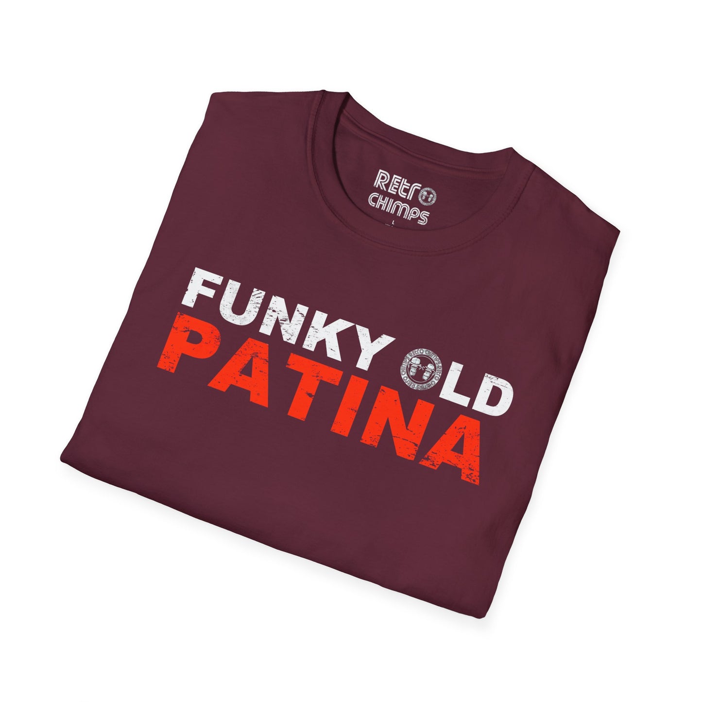 Retro Chimps Funky Old Patina Red & White Logo T-Shirt