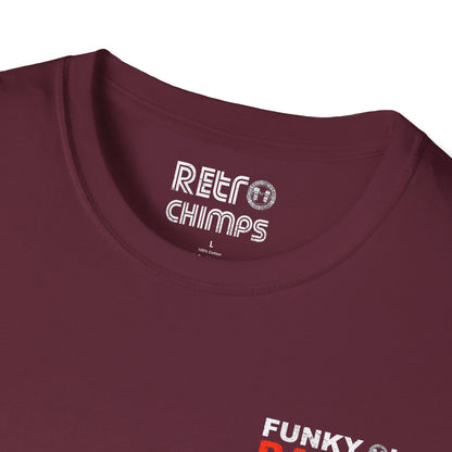 Retro Chimps Funky Old Patina Red & White Badge Logo T-Shirt
