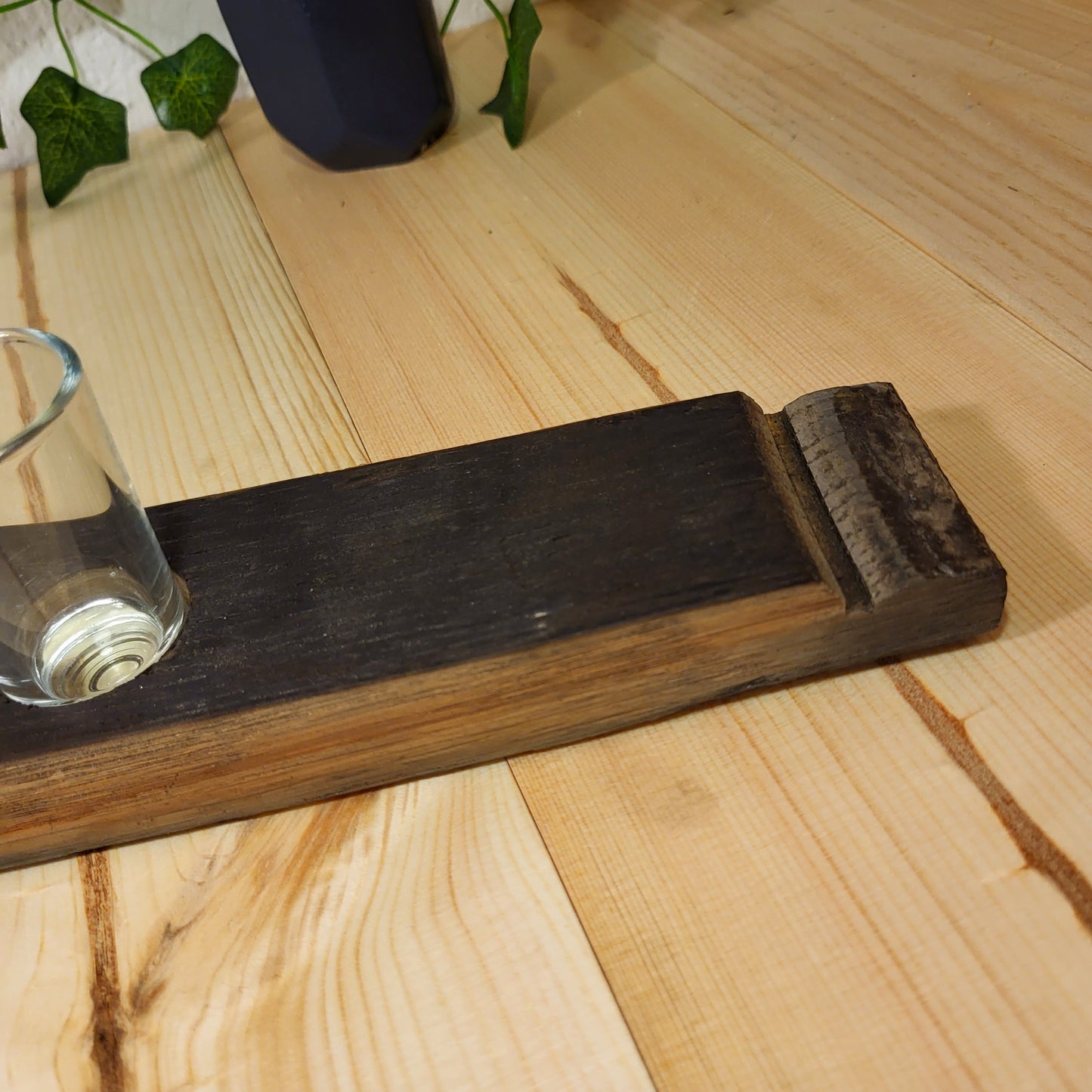 Hand-Crafted Whiskey Barrel Stave Shot Glass Paddle