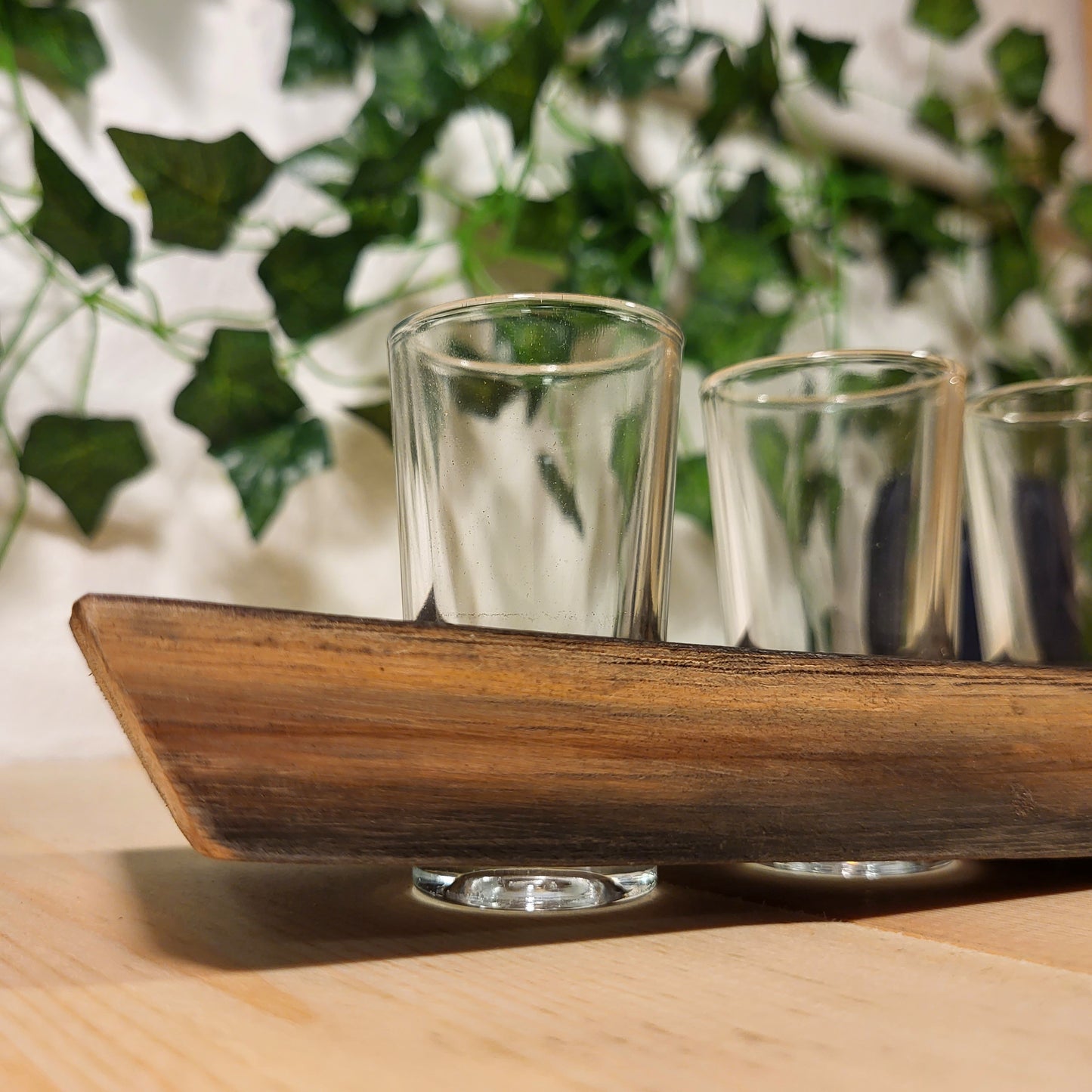 Hand-Crafted Whiskey Barrel Stave Shot Glass Paddle