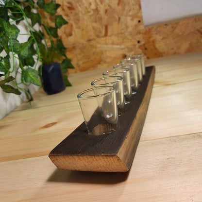 Hand-Crafted Whiskey Barrel Stave Shot Glass Paddle