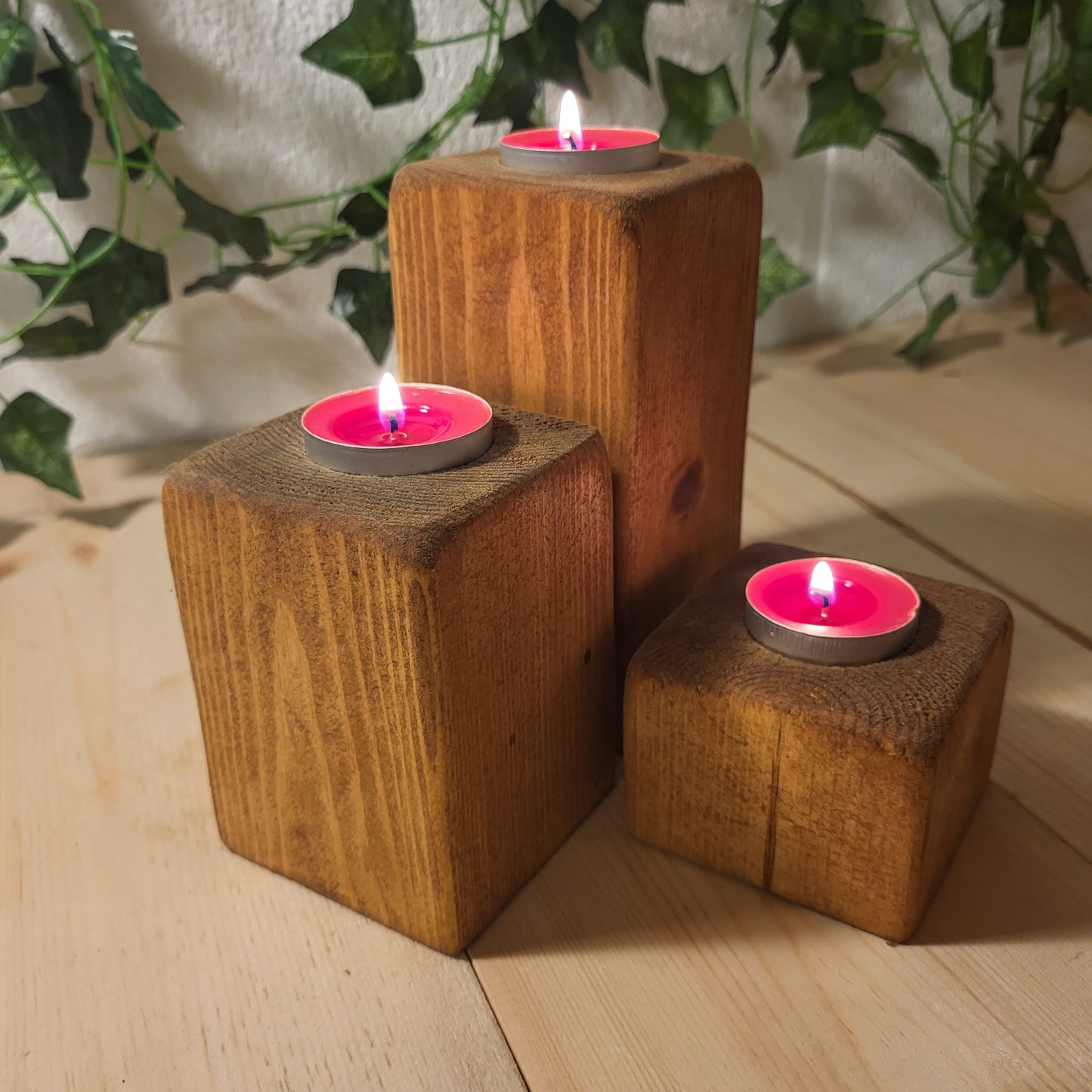 Hand-Crafted Triple Block Tealight Holders