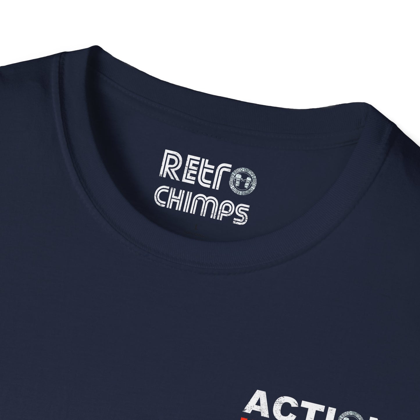 Retro Chimps Action Inspires Red & White Badge Logo T-Shirt