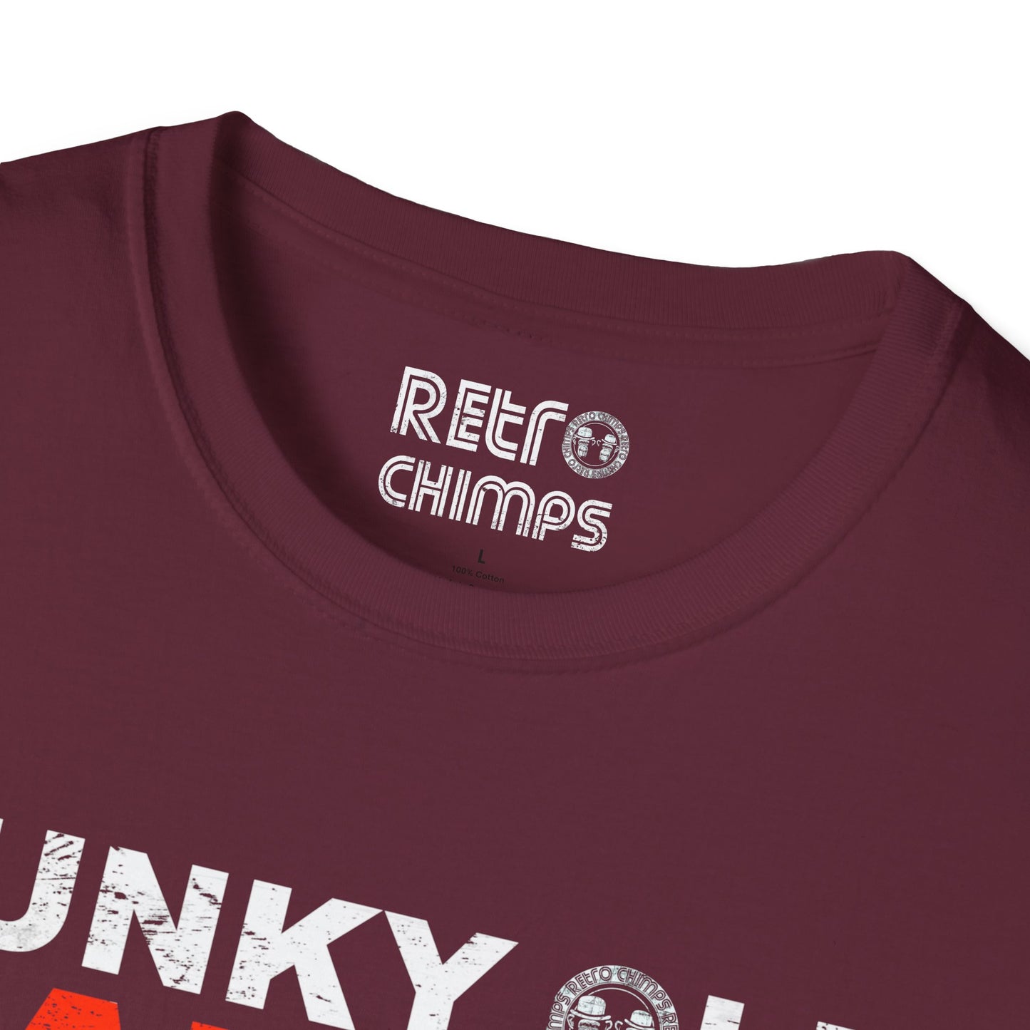 Retro Chimps Funky Old Patina Red & White Logo T-Shirt